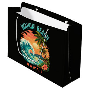 Tropical Sunset at Waikiki Beach Hawaii Large Gift Bag