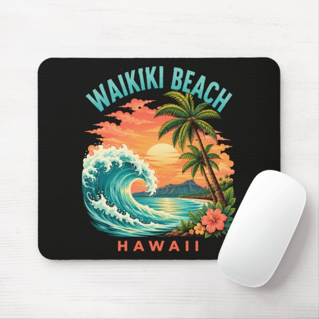 Tropical Sunset at Waikiki Beach Hawaii Mouse Pad (With Mouse)