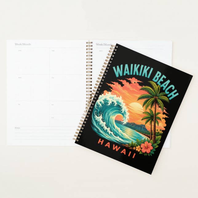 Tropical Sunset at Waikiki Beach Hawaii Planner (Display)