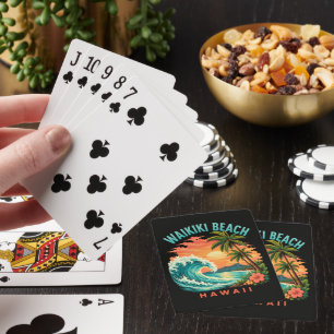 Tropical Sunset at Waikiki Beach Hawaii Playing Cards