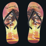 Tropical Sunset Beach Bridesmaid Personalised Jandals<br><div class="desc">Beach Wedding Favours Flip Flops - the best favour for your guests!  To change the text,  use the personalise option. For more extensive text changes such as changes to the font,  font colour,  or text layout,  choose the customise option.</div>