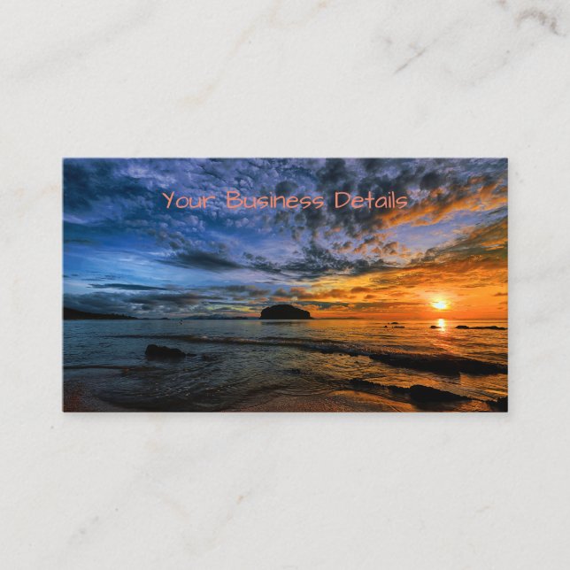 Tropical Sunset Beach Business Card (Front)