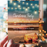 Tropical Sunset Beach Christmas Party Invitation<br><div class="desc">Summer beach christmas party invitations featuring a sunset tropical beach island background, a mason jar with sparkling lights, string twinkle lights and a xmas party text template. Click on the “Customize it” button for further personalization of this template. You will be able to modify all text, including the style, colors,...</div>