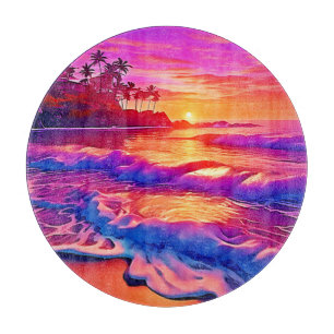 Tropical Sunset: Beach Glow Art Cutting Board