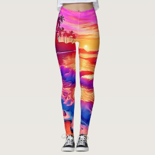 Tropical Sunset: Beach Glow Art Leggings