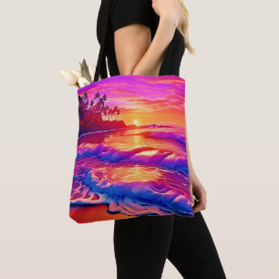 Tropical Sunset: Beach Glow Art Tote Bag