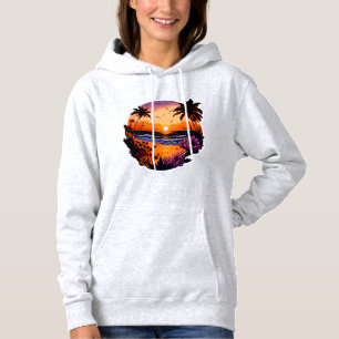 Tropical Sunset Beach Hoodie Women 