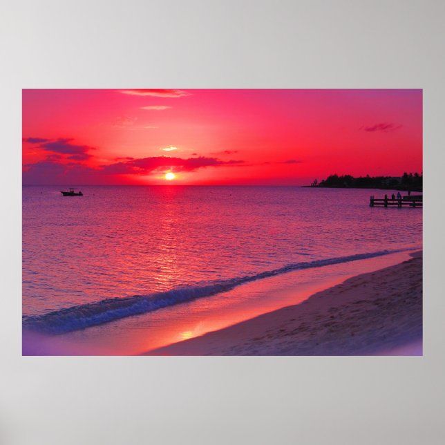 Tropical Sunset Beach Large Wall Poster (Front)