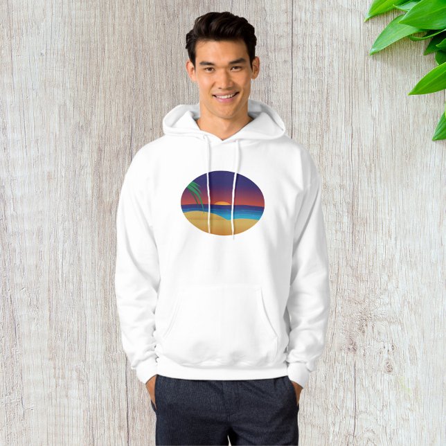 Tropical Sunset Beach Palm Leaves Ocean Waves Hoodie (Creator Uploaded)