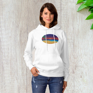Tropical Sunset Beach Palm Leaves Ocean Waves Hoodie