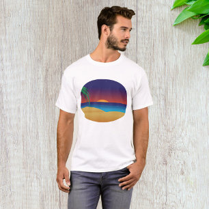 Tropical Sunset Beach Palm Leaves Ocean Waves T-Shirt