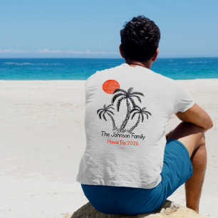 Tropical Sunset Beach Palm Tree Family Vacation T-Shirt