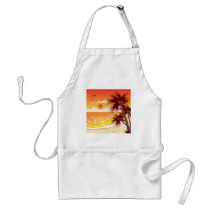 Tropical Sunset Beach Palm Tree Island Standard Apron