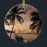 Tropical Sunset Beach Palms St. Croix USVI Ceramic Tree Decoration<br><div class="desc">Tropical Sunset Beach Palms St. Croix USVI Ceramic Ornament - this Romantic scenery was photographed in Cane Bay in St. Croix US Virgin Islands. I love how the sunset, the palm trees and hillside come together to make a relaxing sunset photograph. I hope it brings a relaxing and peaceful addition...</div>