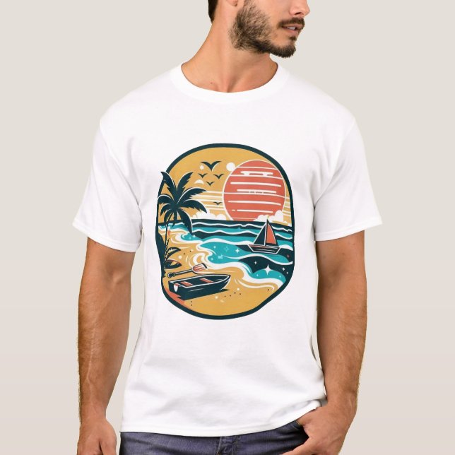 Tropical Sunset Beach Paradise T-Shirt (Front)