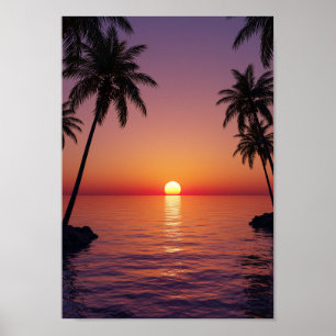 Tropical Sunset Beach Poster