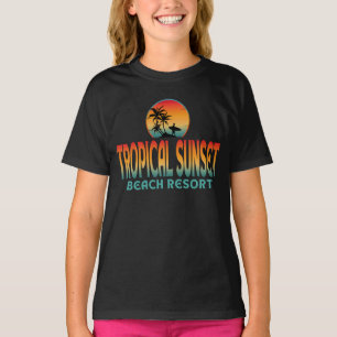 TROPICAL SUNSET BEACH RESORT SUMMER SURFING T-Shirt