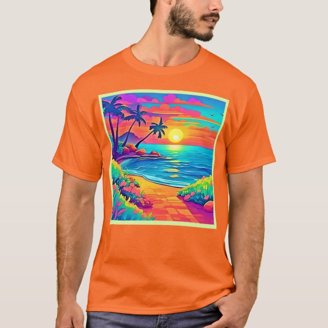 Tropical Sunset Beach T-Shirt (Front)