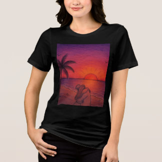 Tropical Sunset Beach T-Shirt | Aesthetic Summer Tri-Blend Shirt