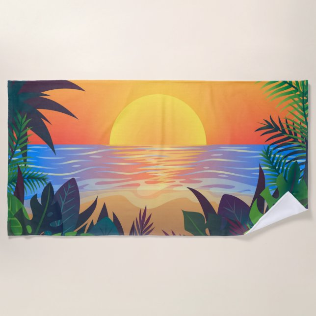 Tropical Sunset Beach Towel (Front)
