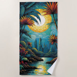 Tropical Sunset Beach Towel