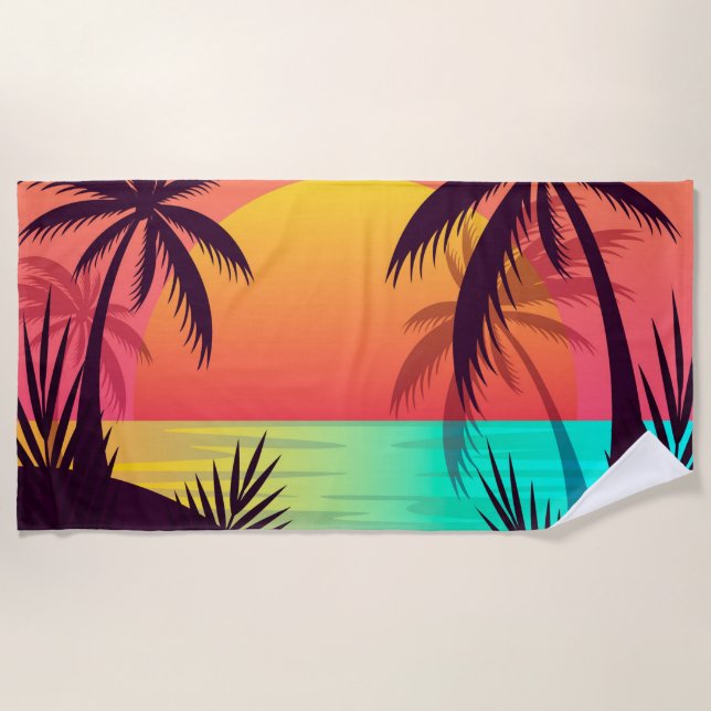 Tropical Sunset Beach Towel (Front)