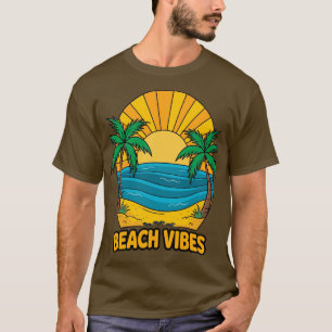 Tropical Sunset Beach Vibes Vector Artwork T-Shirt