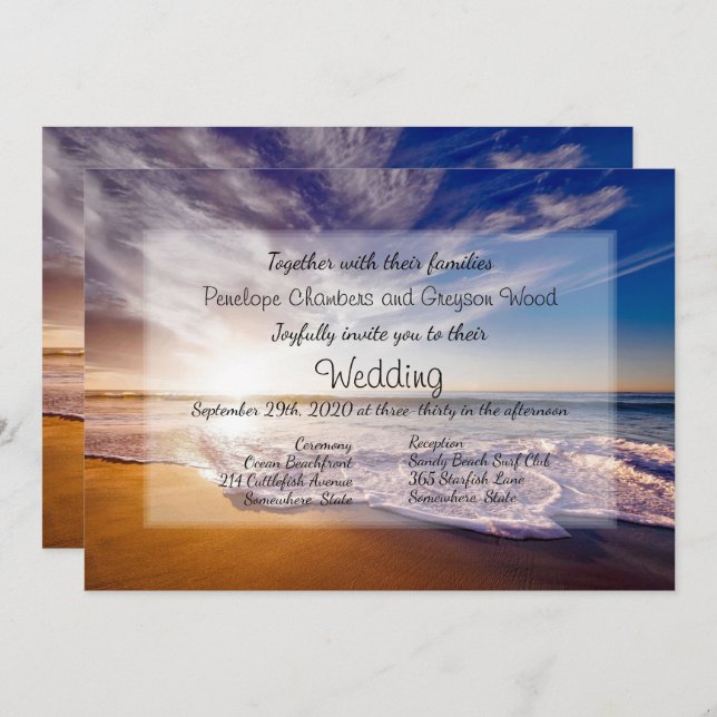 Tropical Sunset Beach Wedding Invitation (Front/Back)