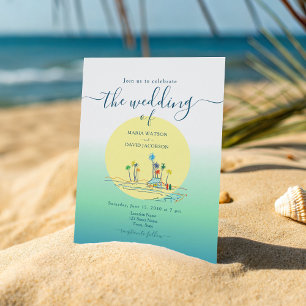 Tropical Sunset Beach Wedding Invitation