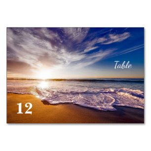 Tropical Sunset Beach Wedding Table Number
