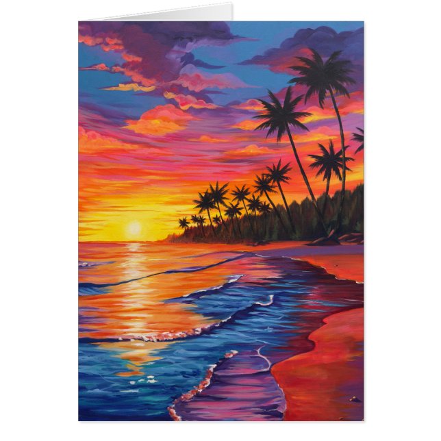 Tropical Sunset Blank Card (Front)