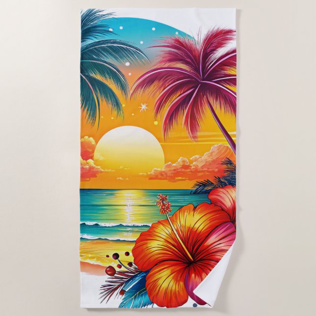 Tropical Sunset Bliss Beach Towel (Front)