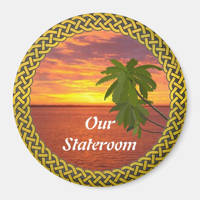 Tropical Sunset Bordered Stateroom Door Marker Magnet (Front)