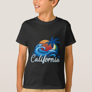 Tropical Sunset Cali Beach Waves Surfing Usa Calif T-Shirt