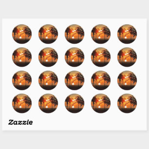 Tropical Sunset Classic Round Sticker
