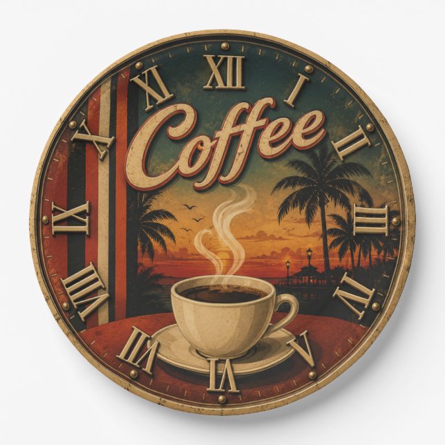Tropical Sunset Coffee Paper Plate (Front)