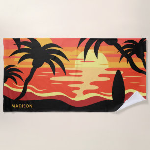 Tropical Sunset custom name beach towel