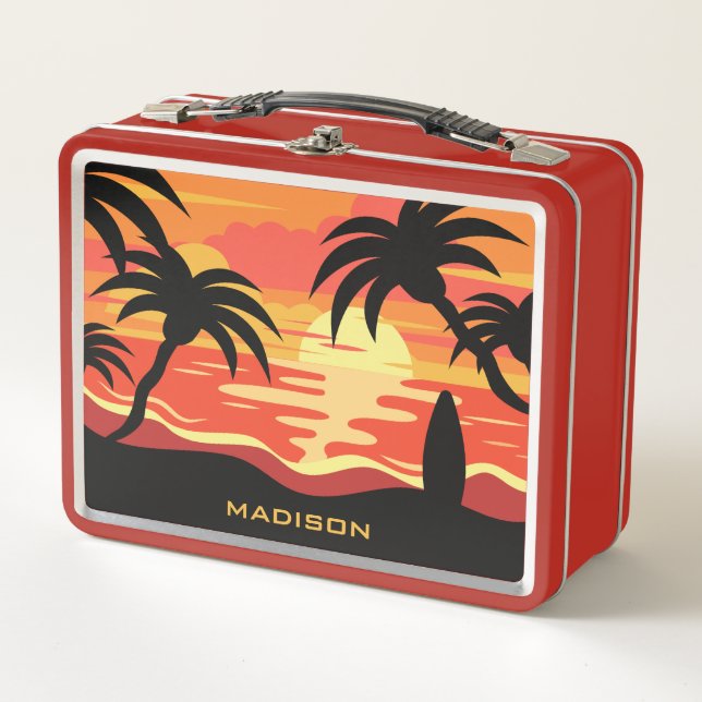 Tropical Sunset custom name lunch boxes (Front)