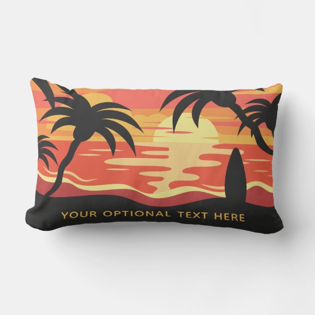 Tropical Sunset custom text throw pillows (Front)
