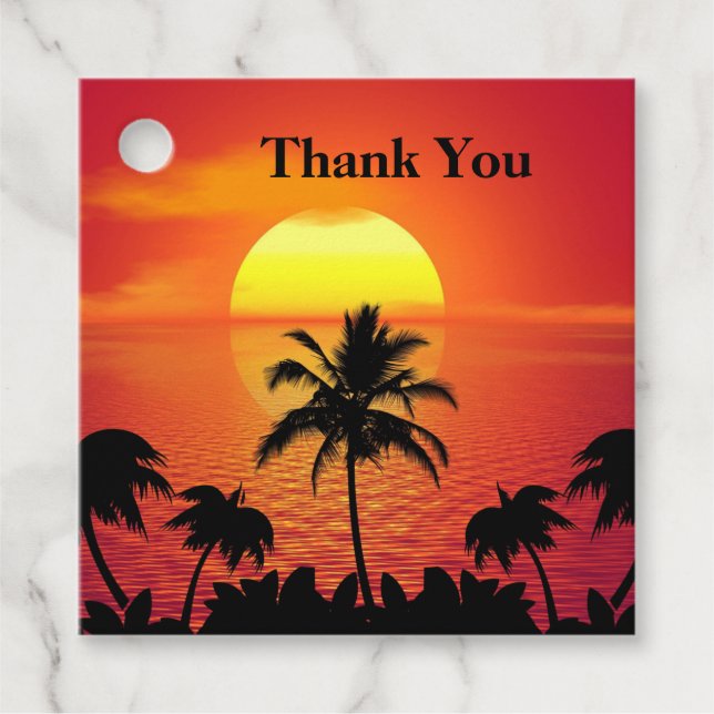Tropical Sunset Favour Tags (Front)