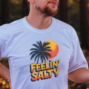 Tropical Sunset Feelin Salty Palm Tree Beach T-Shirt