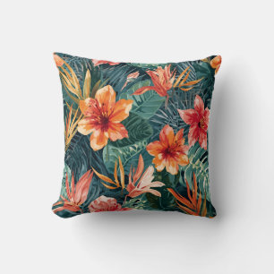 Tropical Sunset Garden Floral Jungle Pattern Cushion