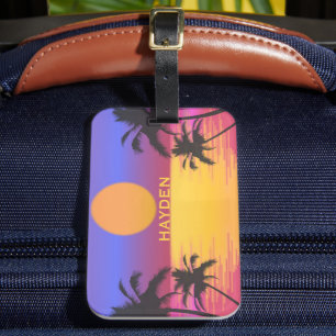 Tropical Sunset Graphic Personalised Luggage Tag