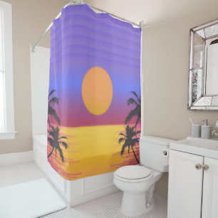 Tropical Sunset Graphic Shower Curtain
