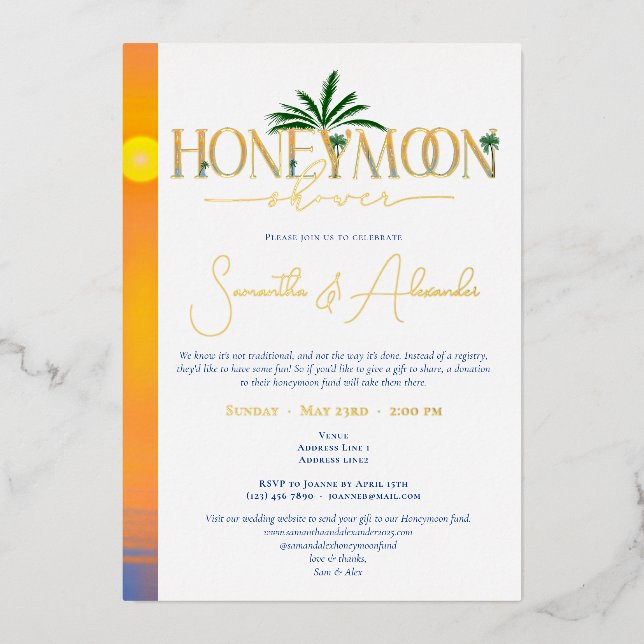 Tropical Sunset Honeymoon Couples Shower (Front)
