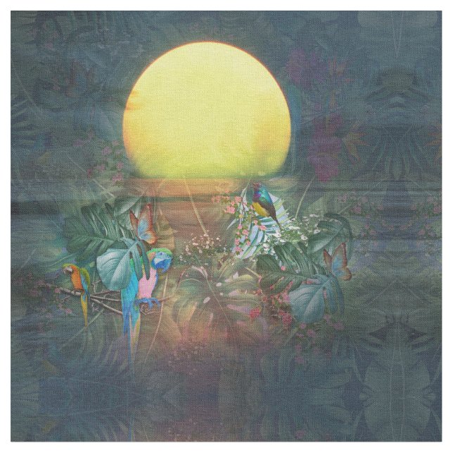 Tropical Sunset in Paradise Fabric (Close Up)