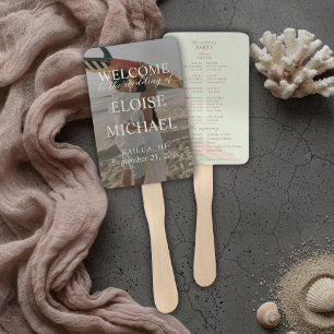 Tropical Sunset Island Wedding Photo Program Fan