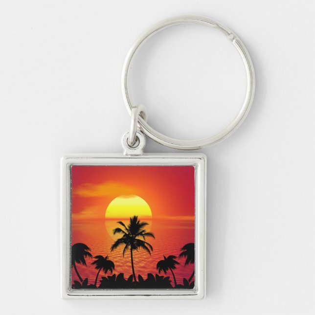 Tropical Sunset Key Ring (Front)