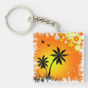 Tropical sunset key ring