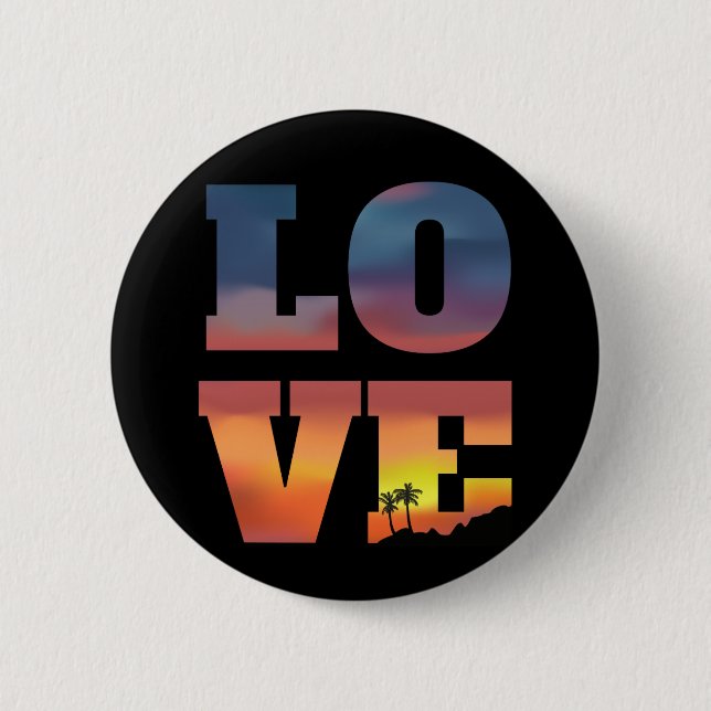 Tropical Sunset Love 6 Cm Round Badge (Front)